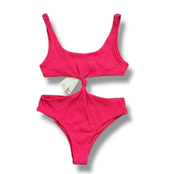 AGUA BENDITA KASIE Bright Rose ONE PIECE Swimsuit Large Smocked NWT $160.00 - Picture 1 of 12